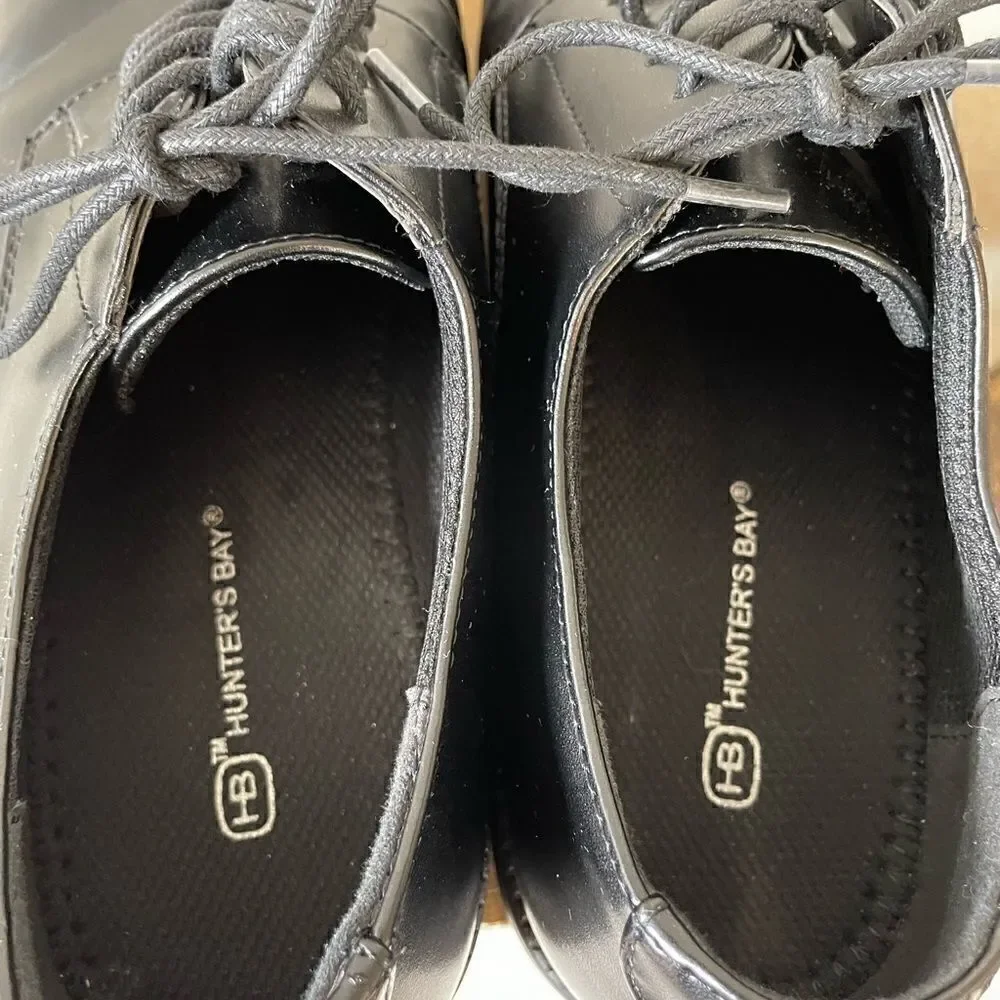 Hunter’s Bay Black Faux Leather Drrss Shoes Size 10 EUC